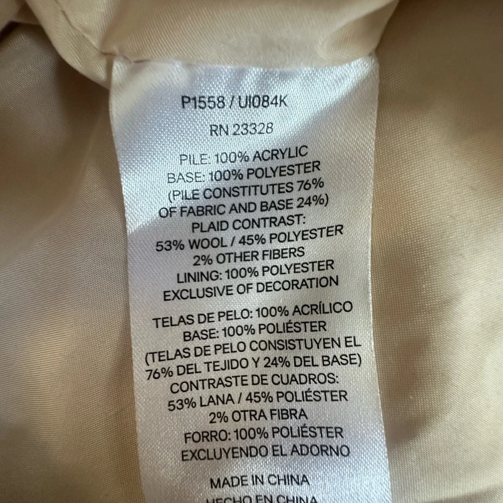 Pendleton Cream Teddy Sherpa Jacket with Plaid Collar - Picture 4 of 4